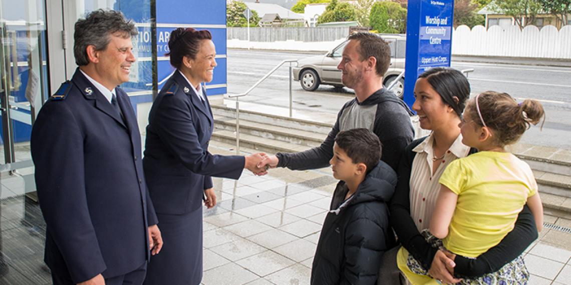 a family being welcomed to Upper Hutt Corps